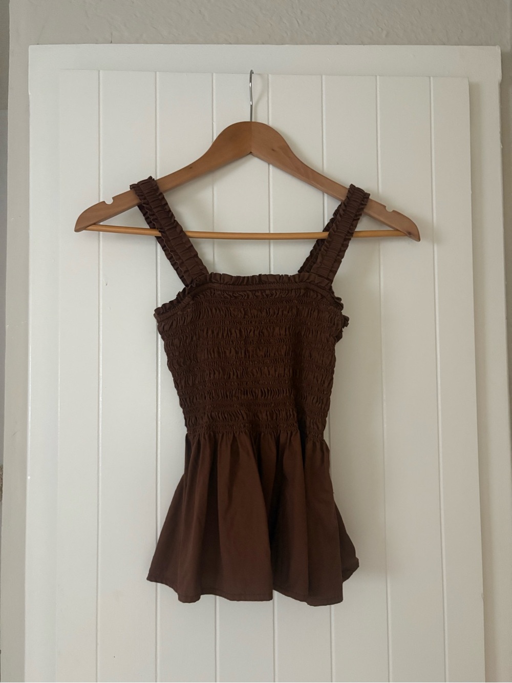 GAP Brown Smocked Peplum Tank Top